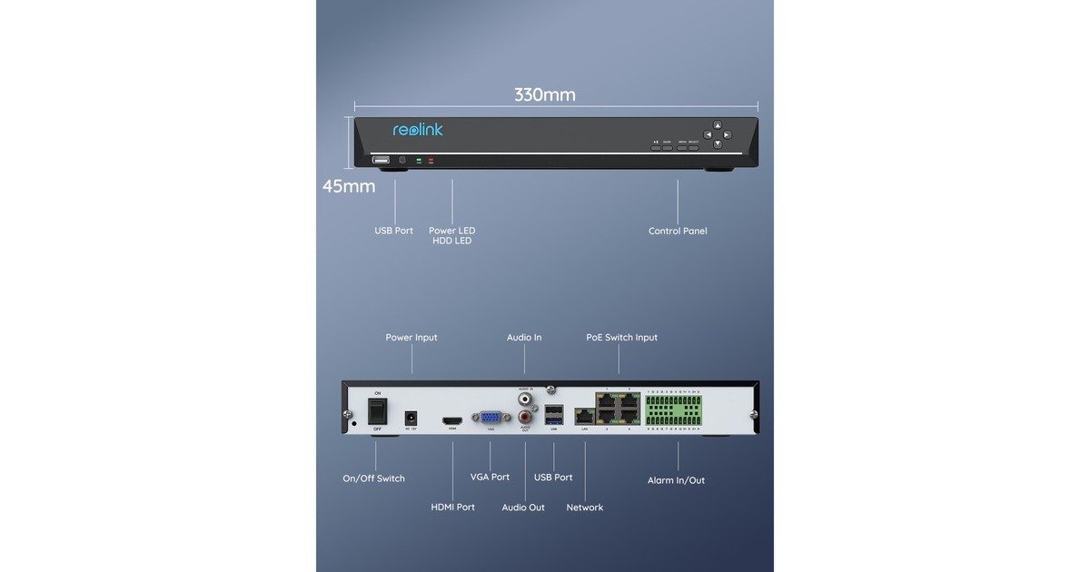 ReolinkRLN36 netwerk video recorder  (Zwart, 36-kanaals, Tot 48 TB)