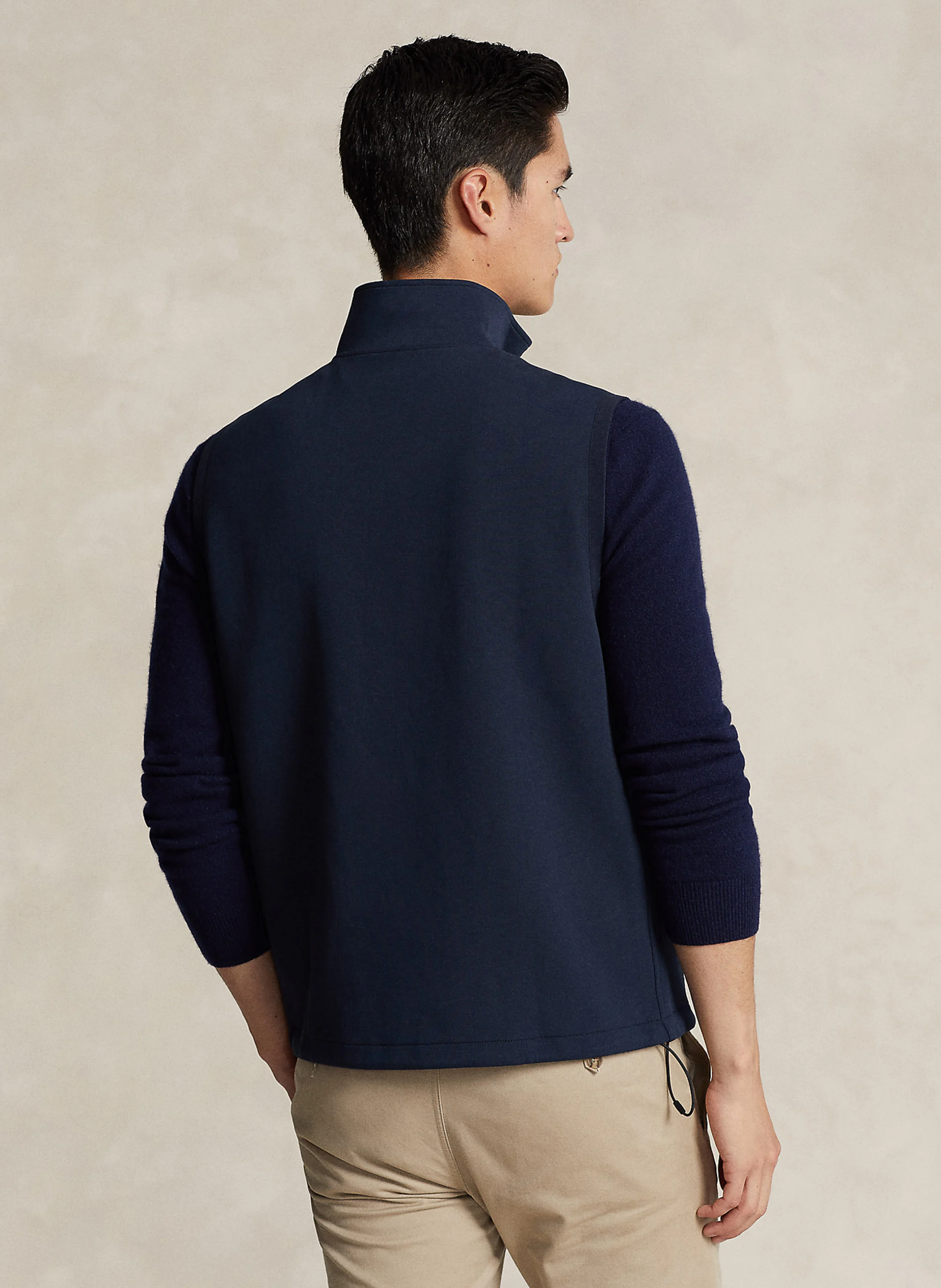 Gilet col montant en coton mélangé | Bleu
