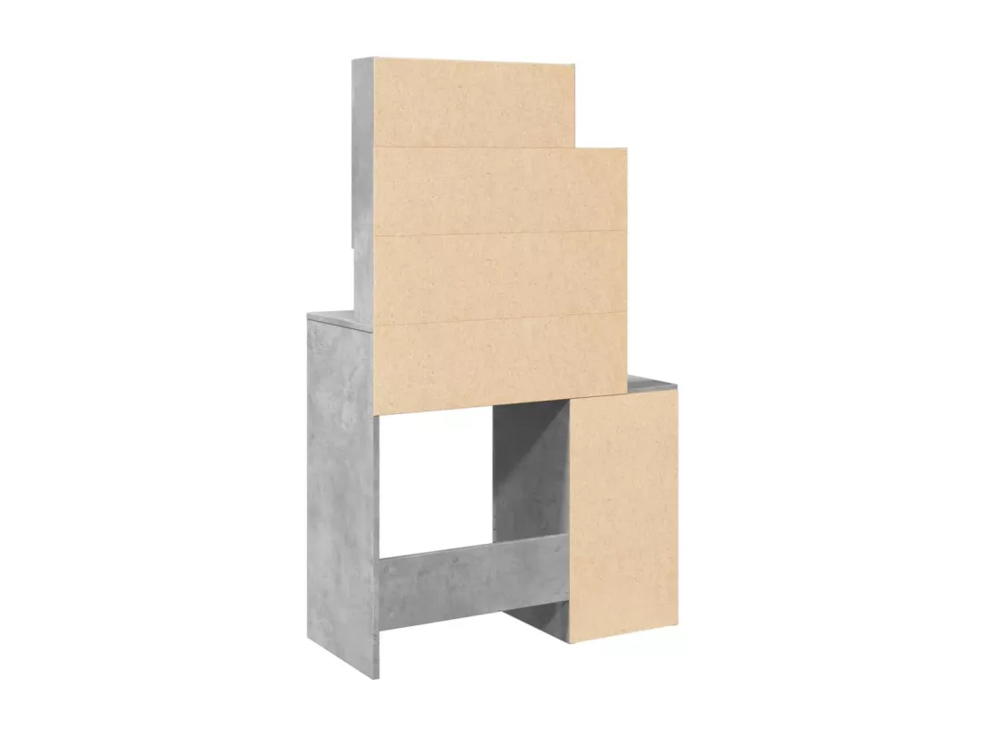 Coiffeuse avec armoire gris béton 80x35x132 cm