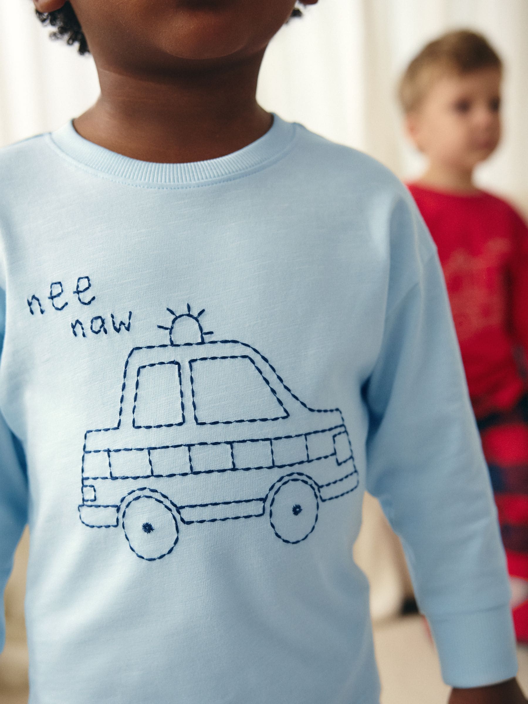 Rood/marineblauw/blauw voertuig - Pyjama met geweven onderkant 3 Pack (9mths-12yrs)