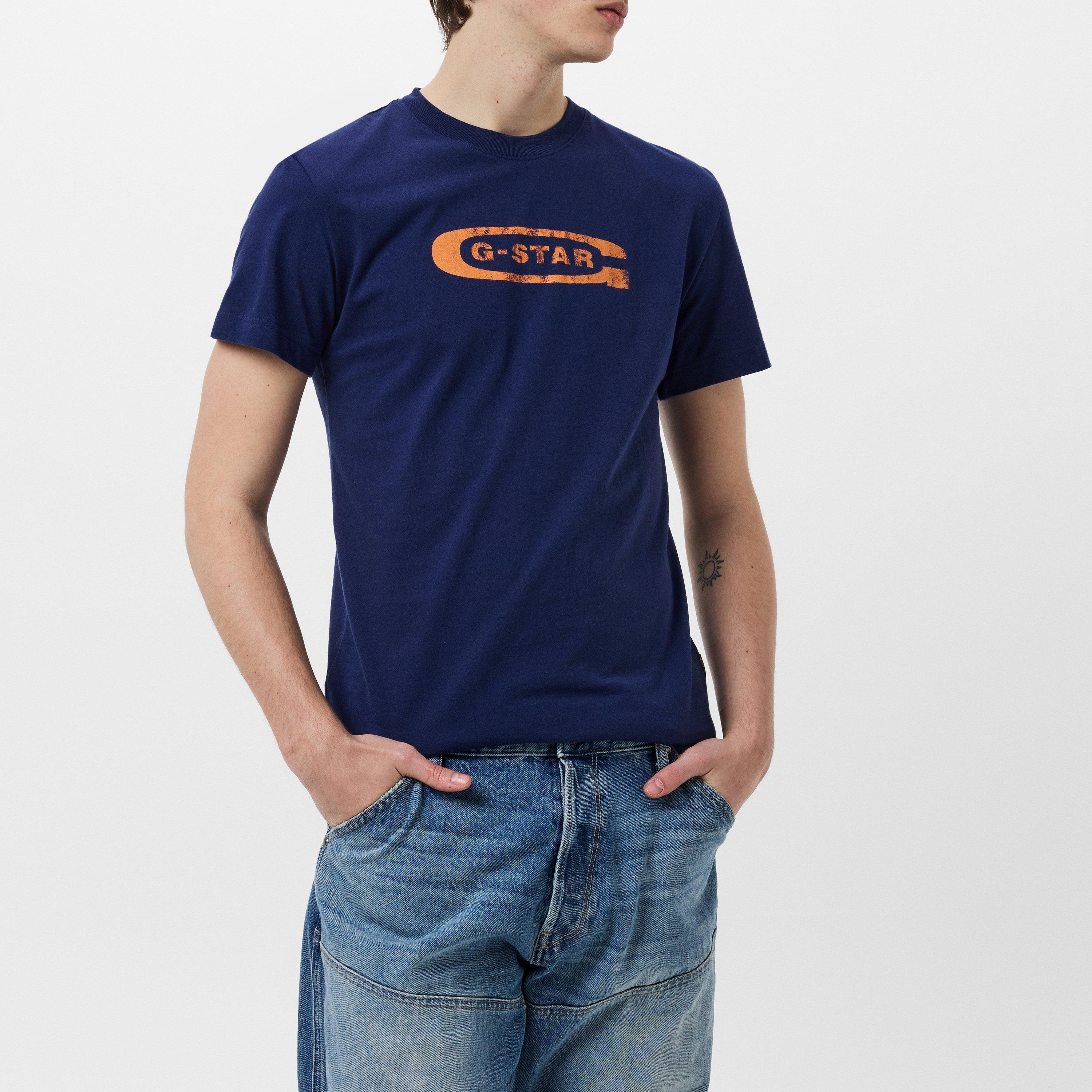 G Star Distressed Old School Logo T Shirt