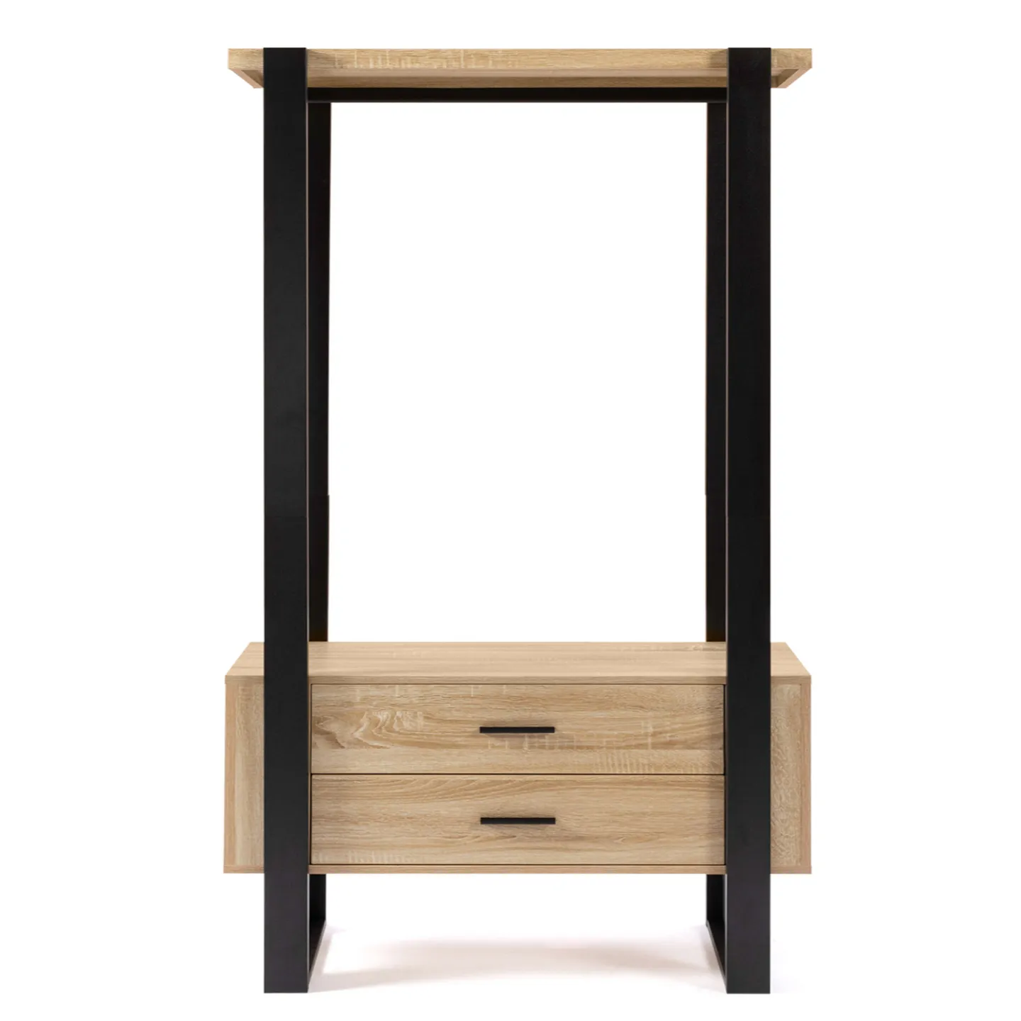 Dressing penderie 2 tiroirs PHOENIX bois et noir