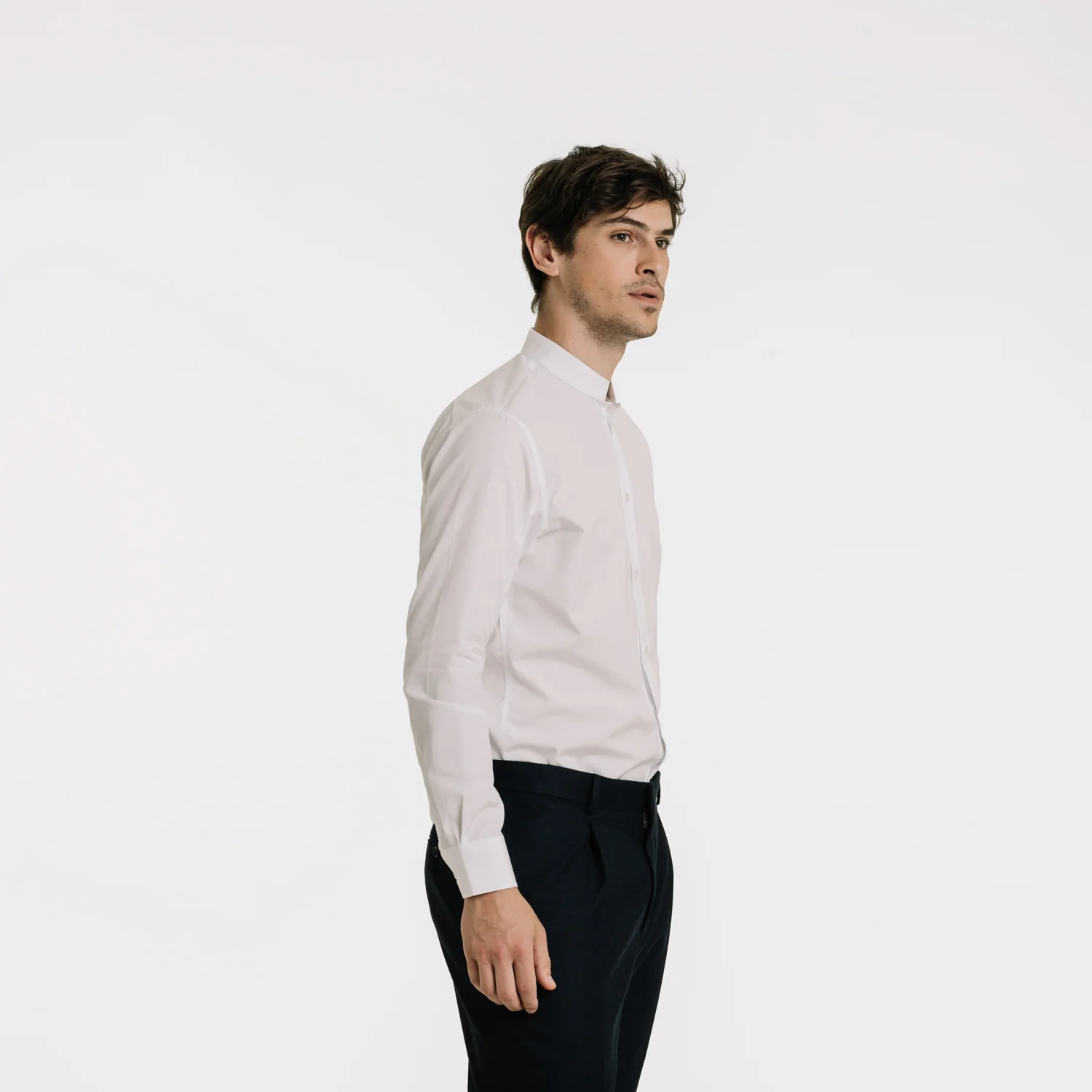 Fitted shirt in white double-twisted poplin