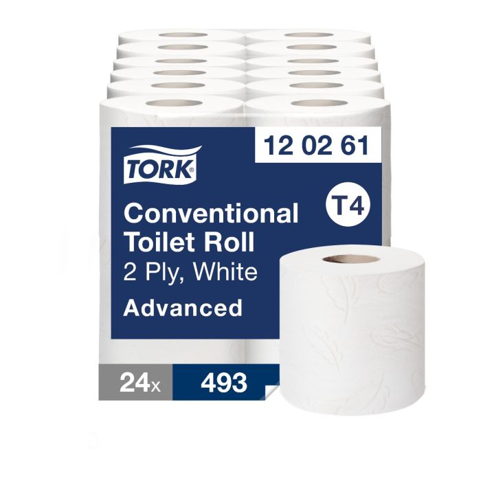 Toiletpapier Tork T4 120261 2-Laags King-Size wit 61 mtr x 10cm pk à 24rol/493 vel (120261)