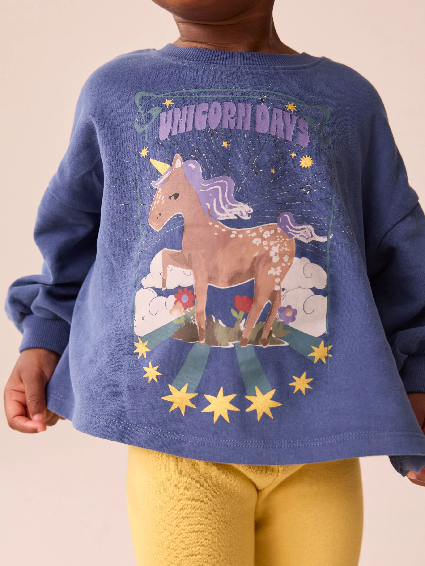 Paars met eenhoornprint - T-shirt met lange mouwen (3 mnd-7 jr)
