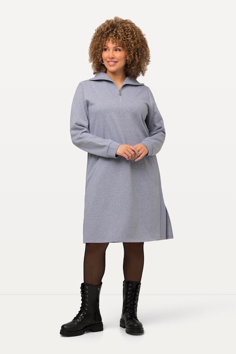 Sweatkleid, Troyerkragen, Reißverschluss, Langarm