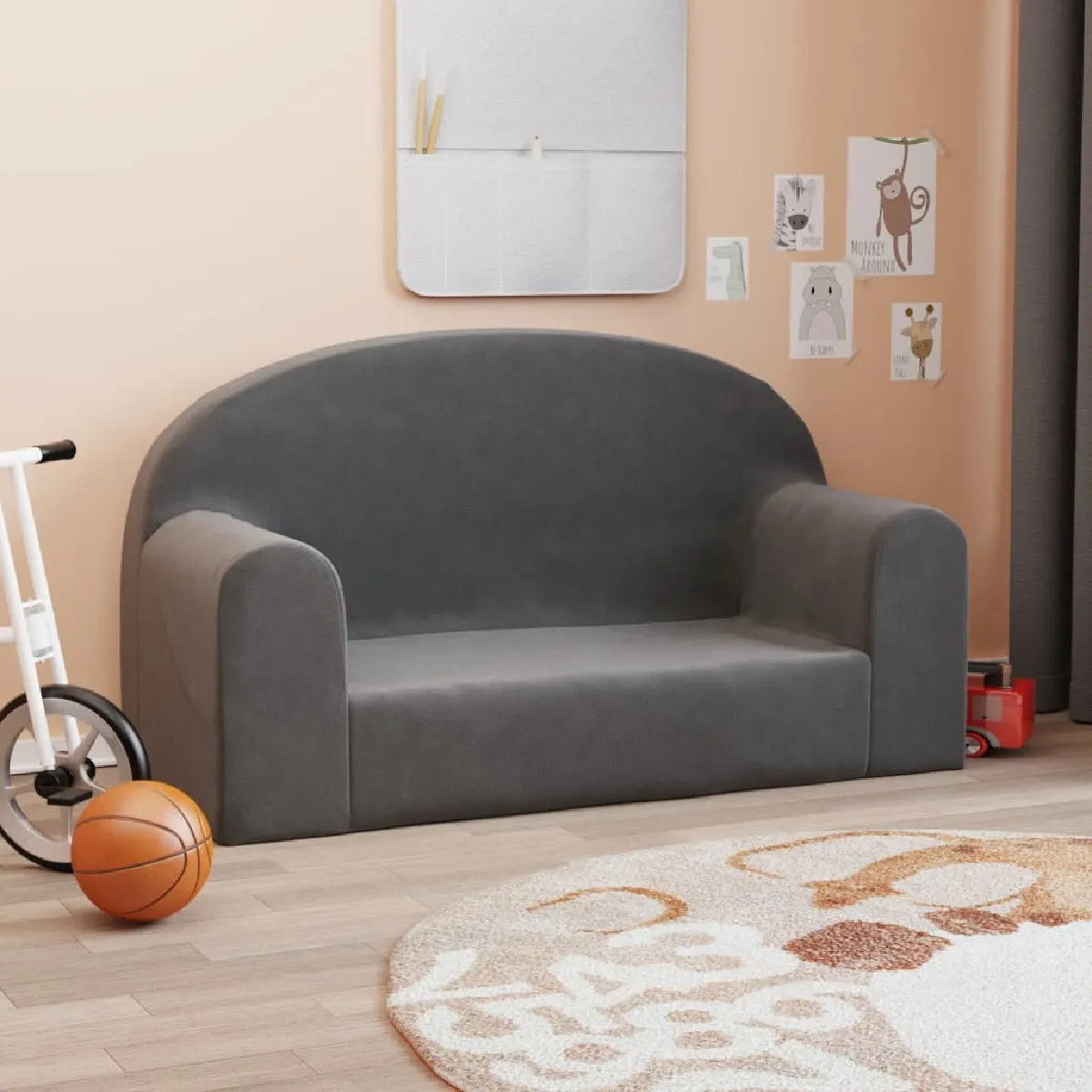 vidaXL Canapé enfants 2 places - Anthracite