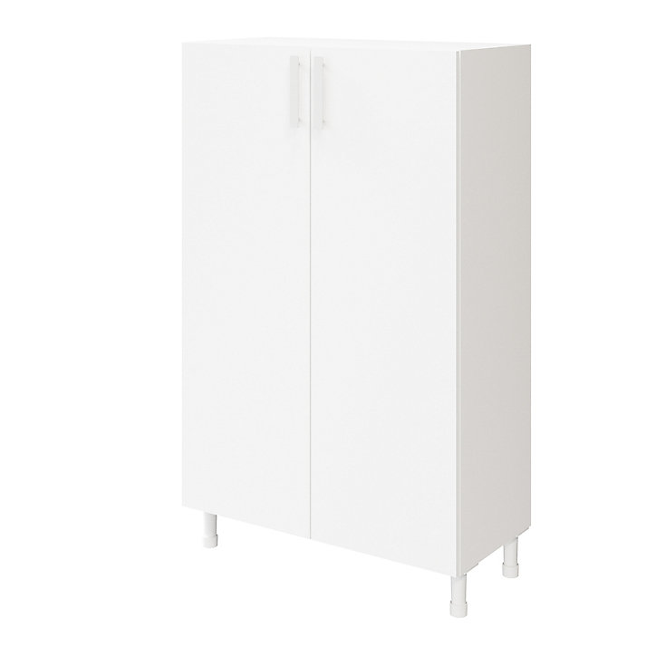 Meuble de rangement sur pieds portes battantes blanc GoodHome Atomia H. 123,5 x L. 75 x P. 37 cm