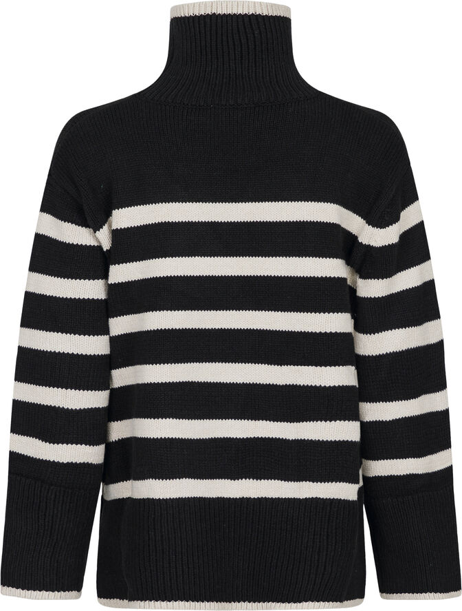 Neo Noir Fanning Stripe Knit Blouse Black