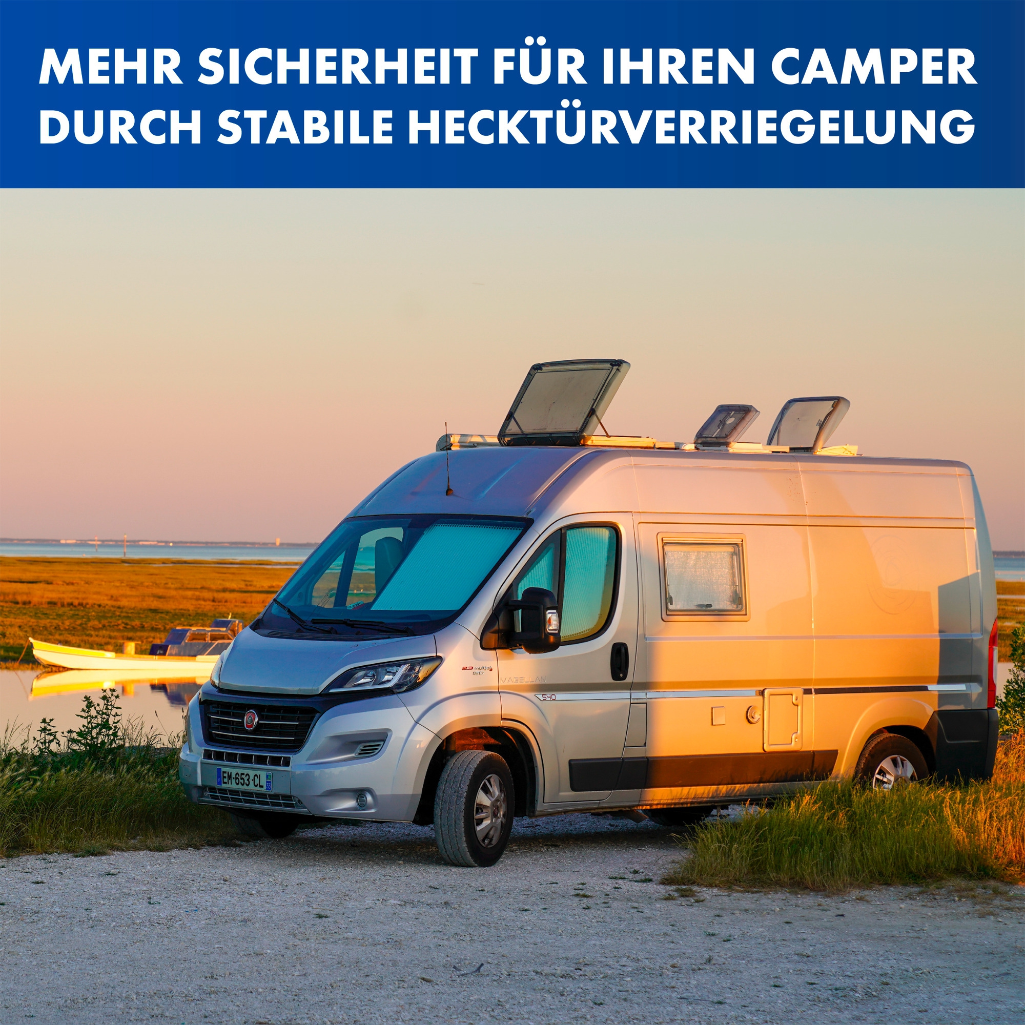 LAINFELD Hecktürverriegelung Einbruchschutz H1/H2 Dach für z.B. FIAT Ducato, Citroen Jumper