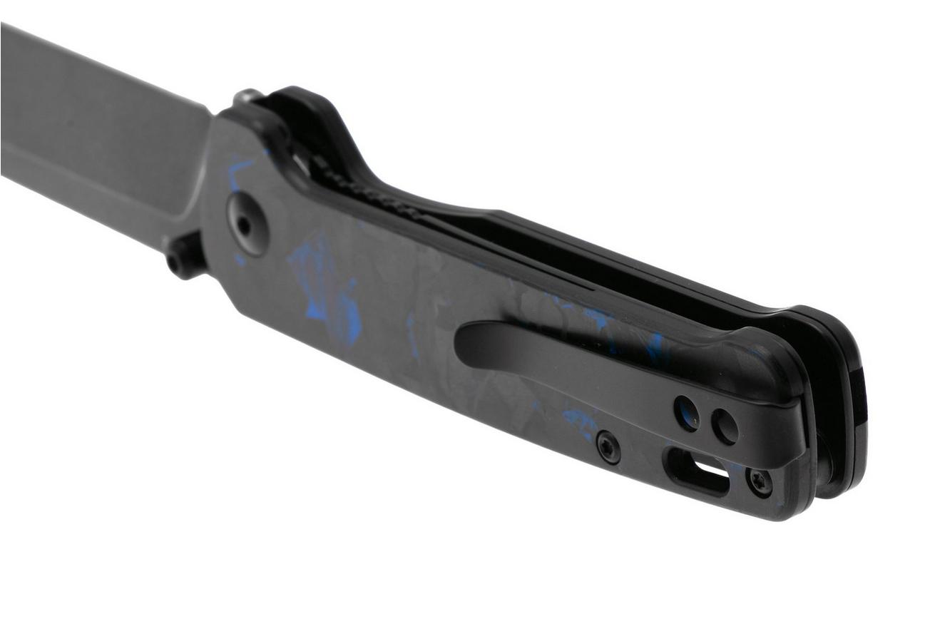 QSP Knife Penguin V2 QS130V2-E2 Blackwashed D2, G10 Shredded Carbon Overlay, zakmes