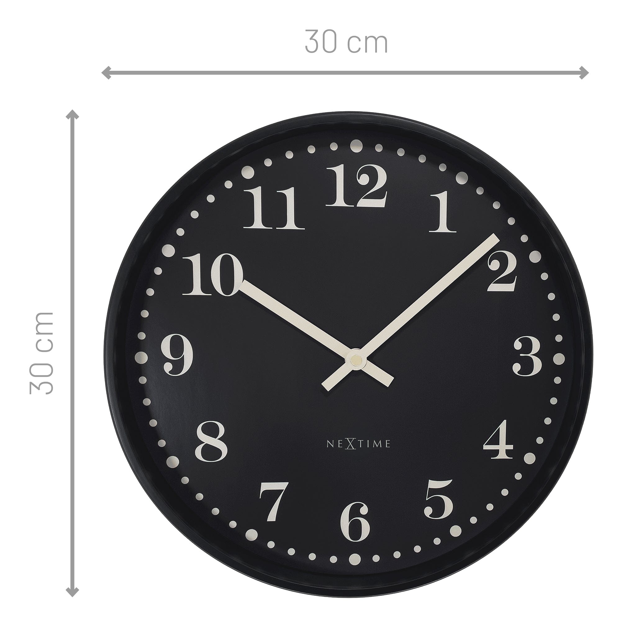 NeXtime - Wandklok 30cm - Stil - Zwart - Plastic - NeXtime 'Dickens'