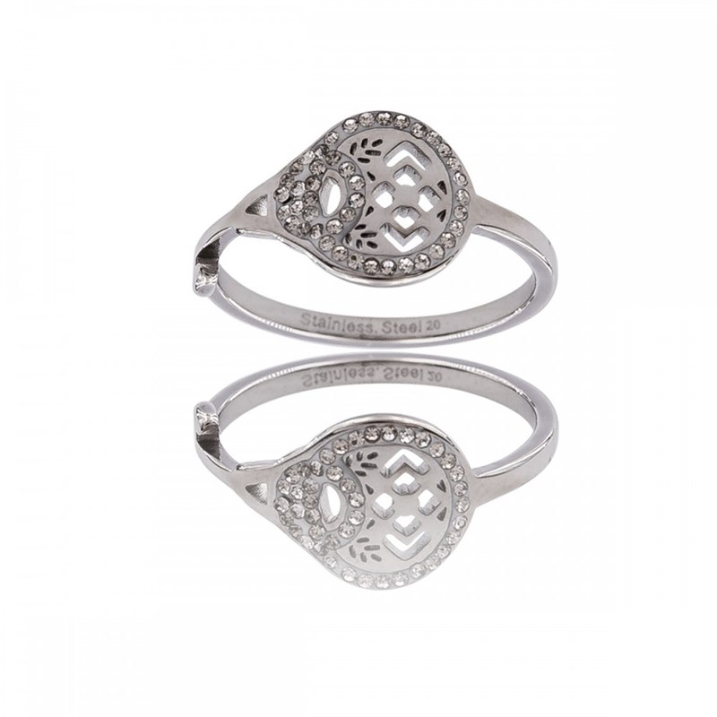 Bague Femme Acier Ornée Zirconium