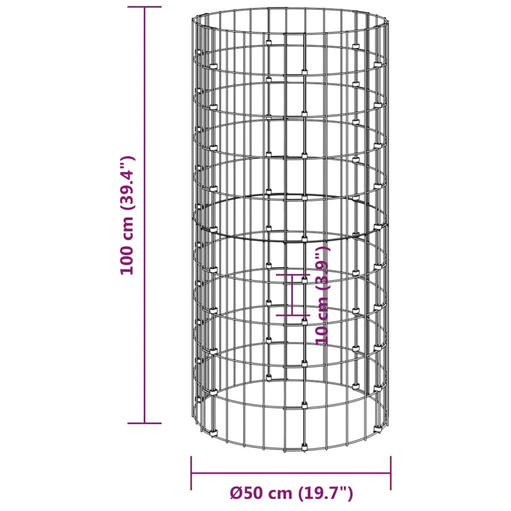 Composteur de jardin ø50x100 cm acier galvanisé