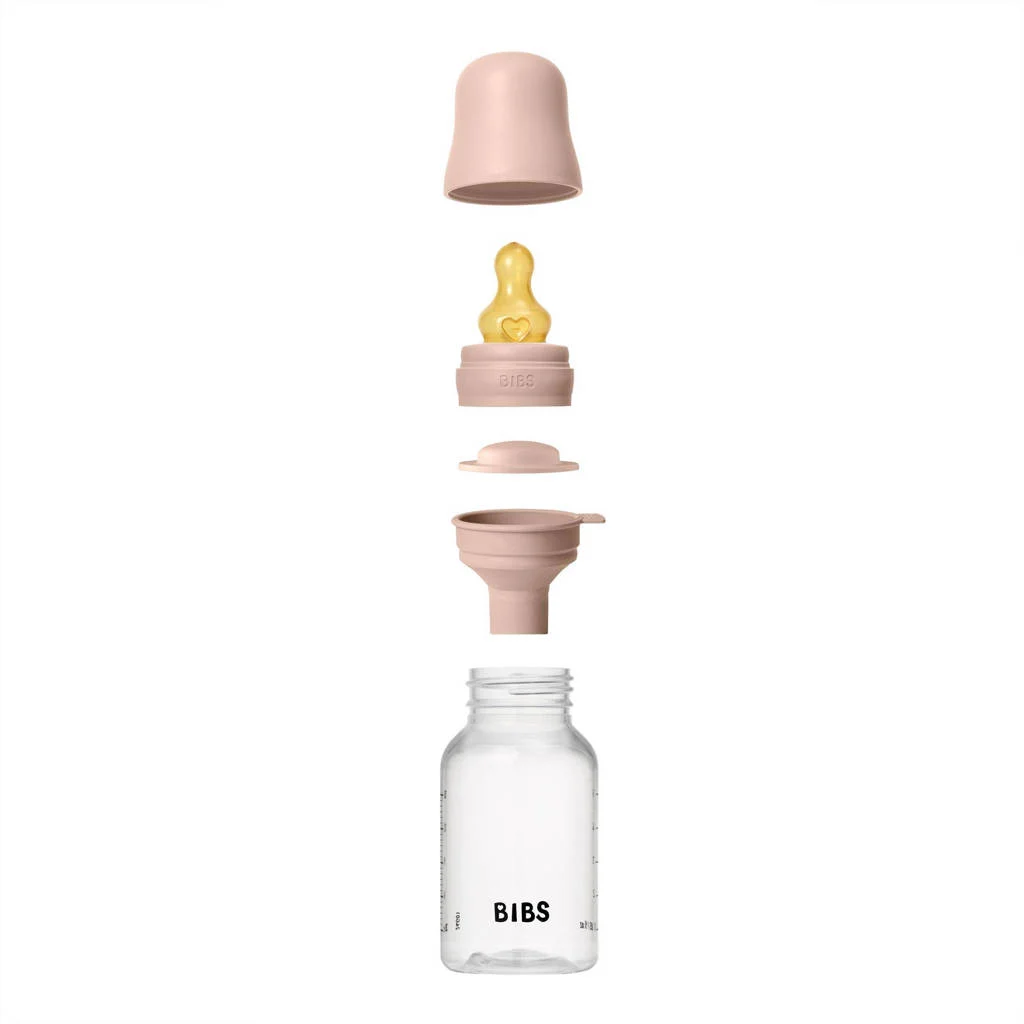BIBS Babyfles 150 ml - Blush - met latex speen en opvouwbare trechtertje