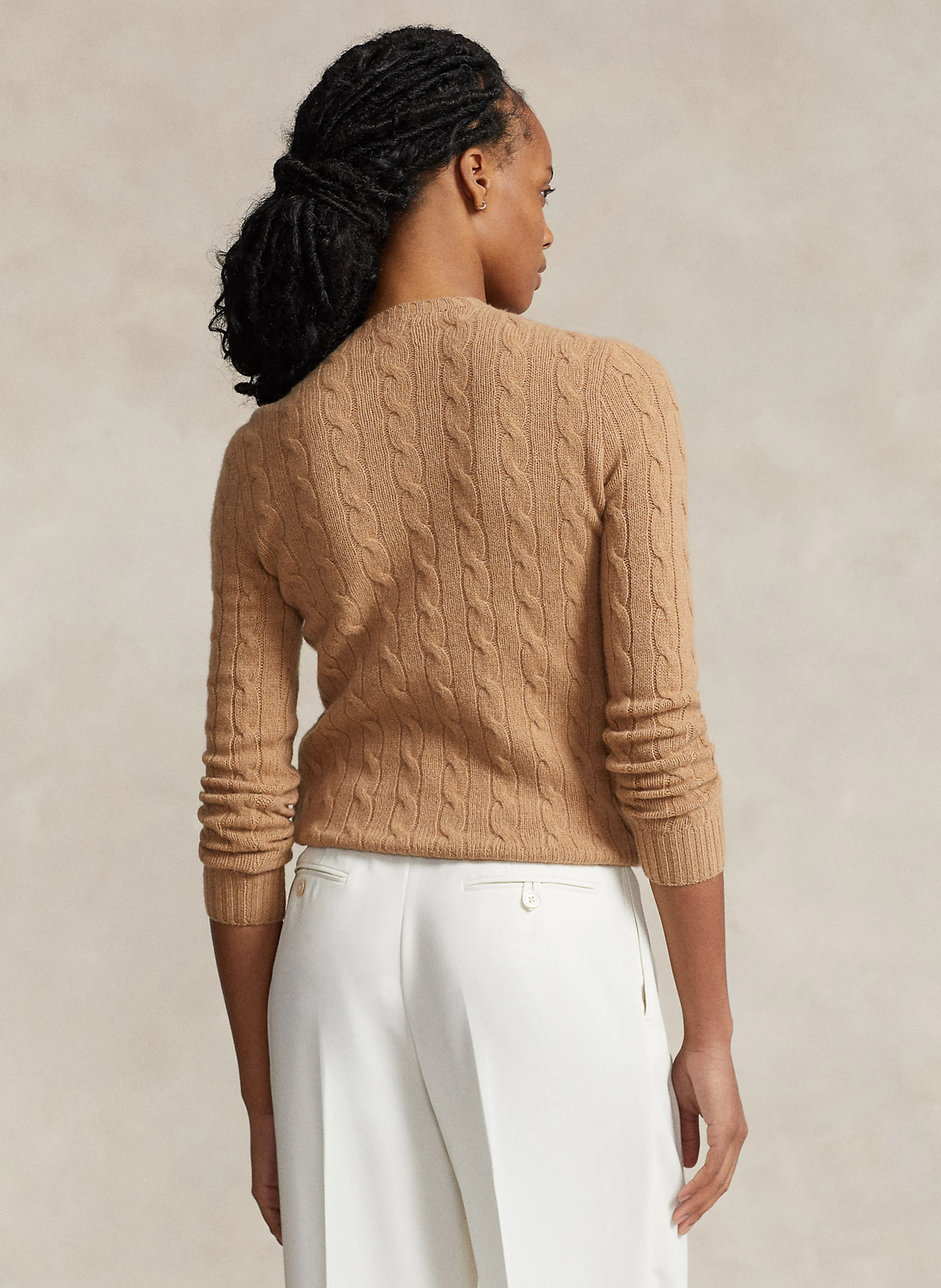 Pull col rond en laine et cachemire | Beige