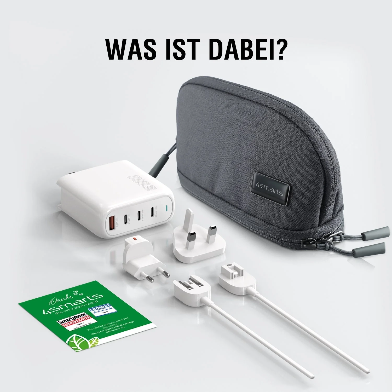 (100W) GaN Flex Pro 3-fach USB C / USB A World Travel Ladegerät Power Delivery Netzteil (4S545100) - Weiss
