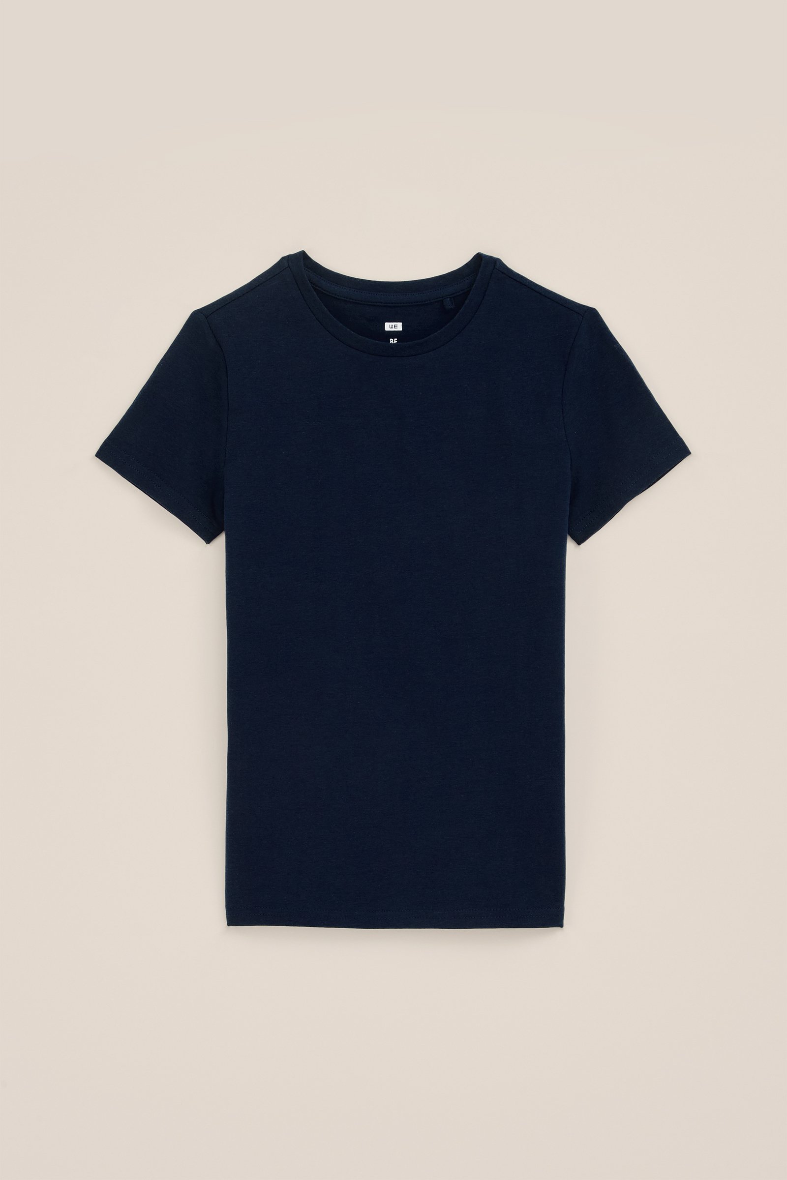 Jongens basic T-shirt met ronde hals WE Fashion Donkerblauw