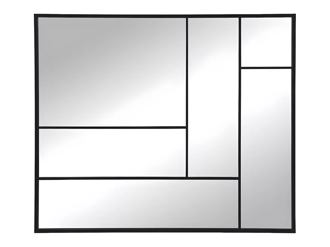 Miroir industriel déstructuré en métal - L. 150 x H. 130 cm - Noir - MALDONIA