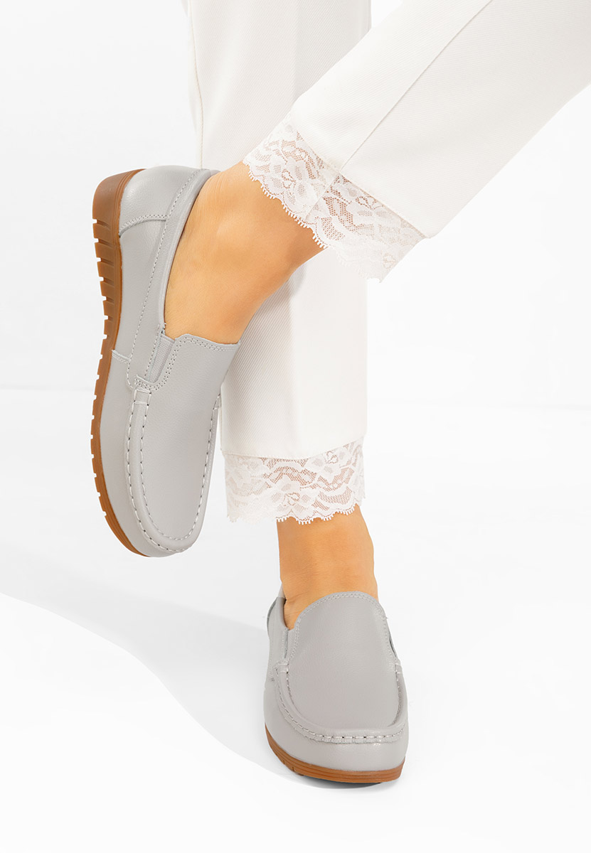 Mocassins femme en cuir gris Panoma