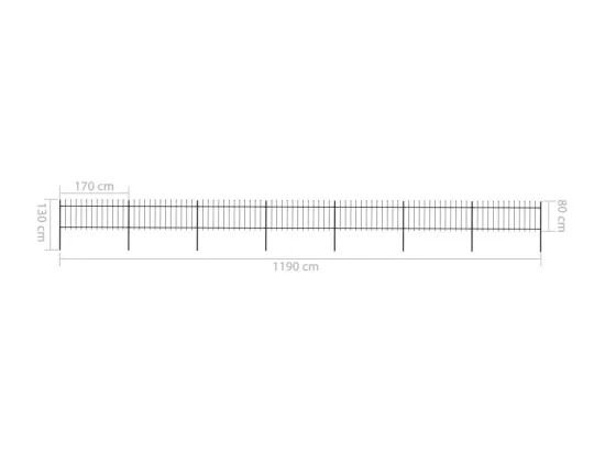 Cl?ture de jardin avec dessus en lance Acier 11,9 x 0,8 m Noir