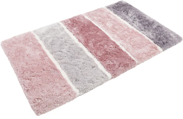 Homie Living Badematte »Rio Marina« Höhe 30 mm rutschhemmend beschichtet fussbodenheizungsgeeignet | schnell trocknend flauschiger Badteppich, modern gestreift, waschbar, Badezimmerteppich