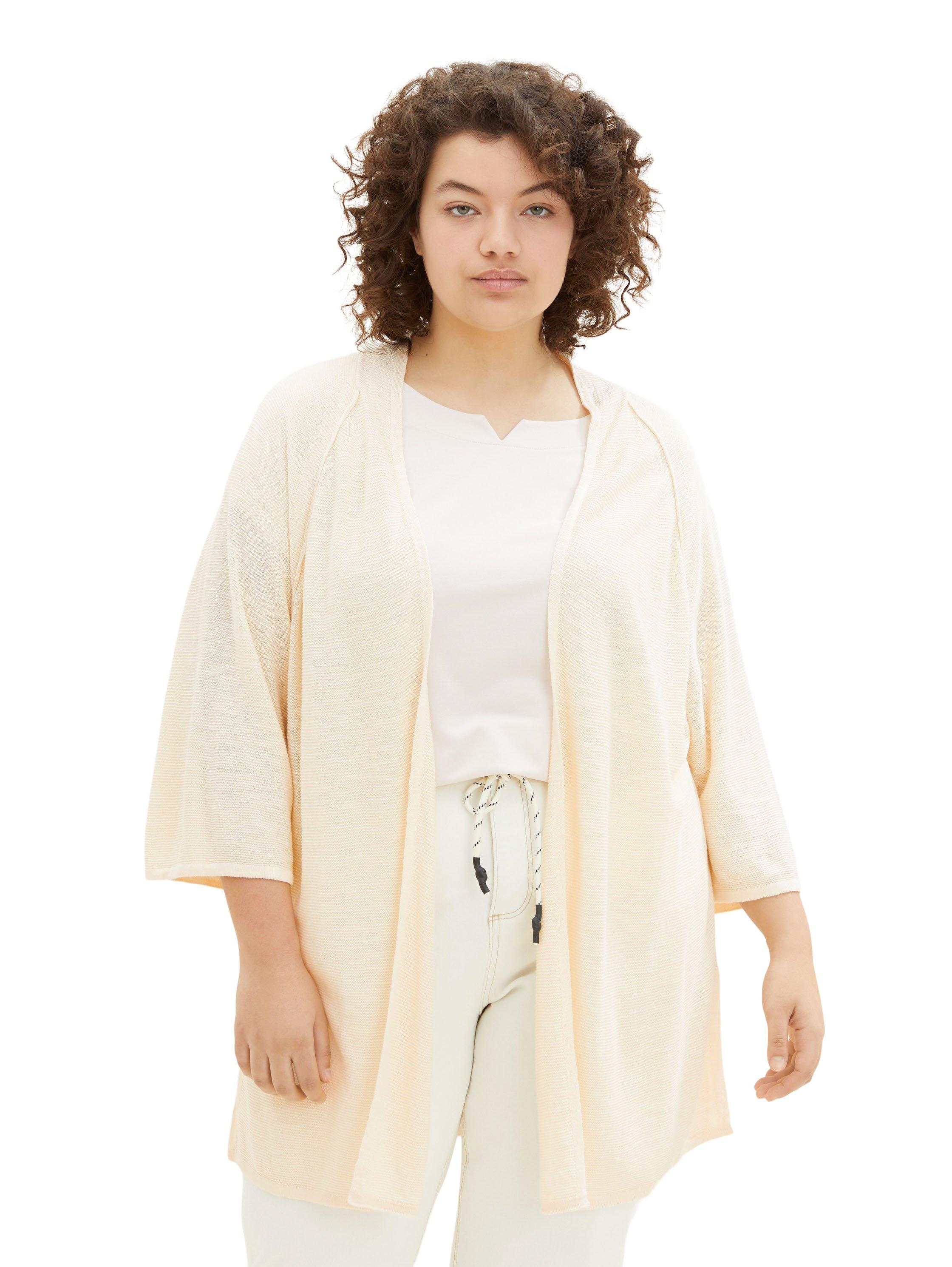 Cardigan in offener Form mit 3/4-Arm, aus Leinen-Mix