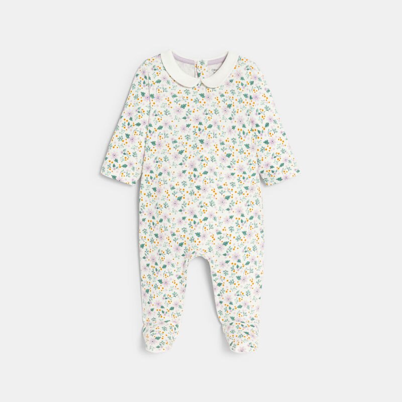 Dors-bien jersey fleuri rose bébé fille Mauve Violet