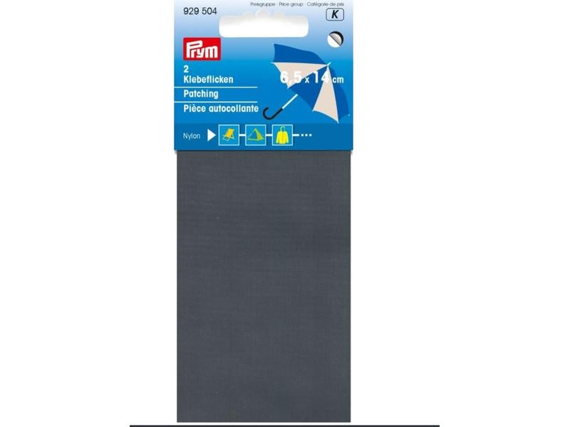 Prym Flickstoff 6.5 x 14 cm Nylon, Grau Selbstklebende Nylon-Flicken
