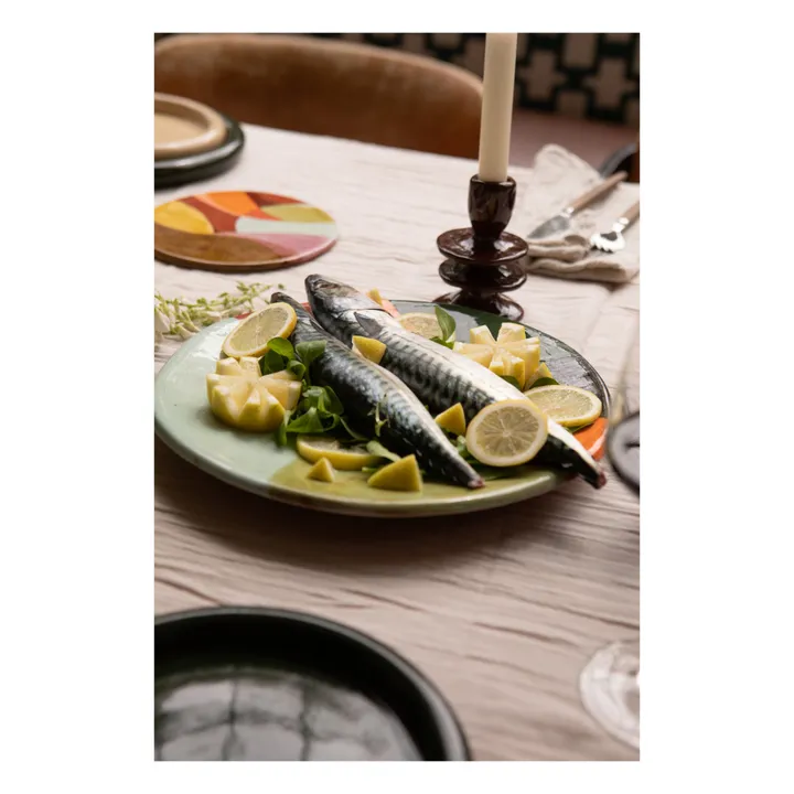 Rosi Mistou Dessous de plat en faïence | Vert kaki