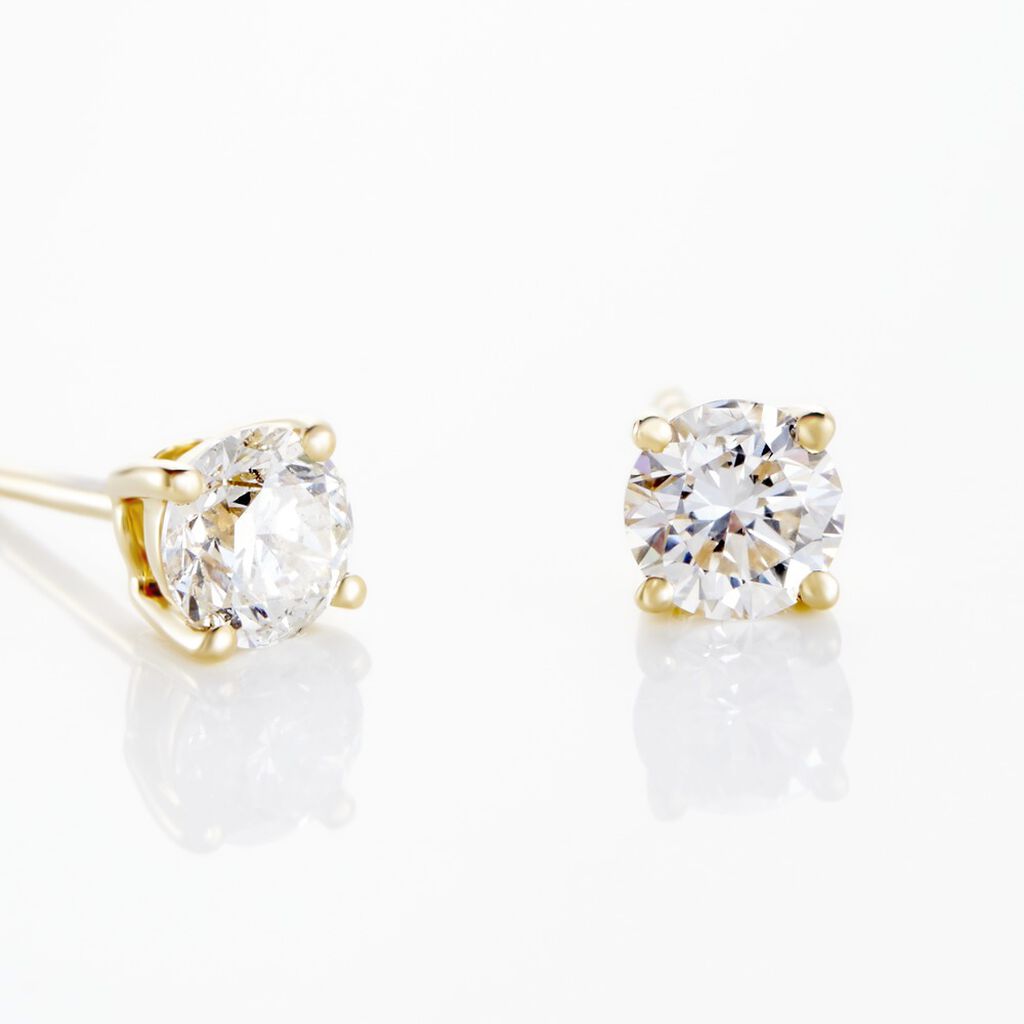 Boucles D'oreilles Puces Victoria Or Jaune Diamant