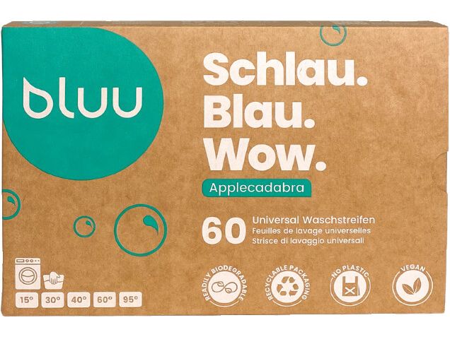 bluu Waschstreifen Applecadabra 60 Stück Kompakte Waschmittelstreifen, geeignet für alle Waschmaschinen