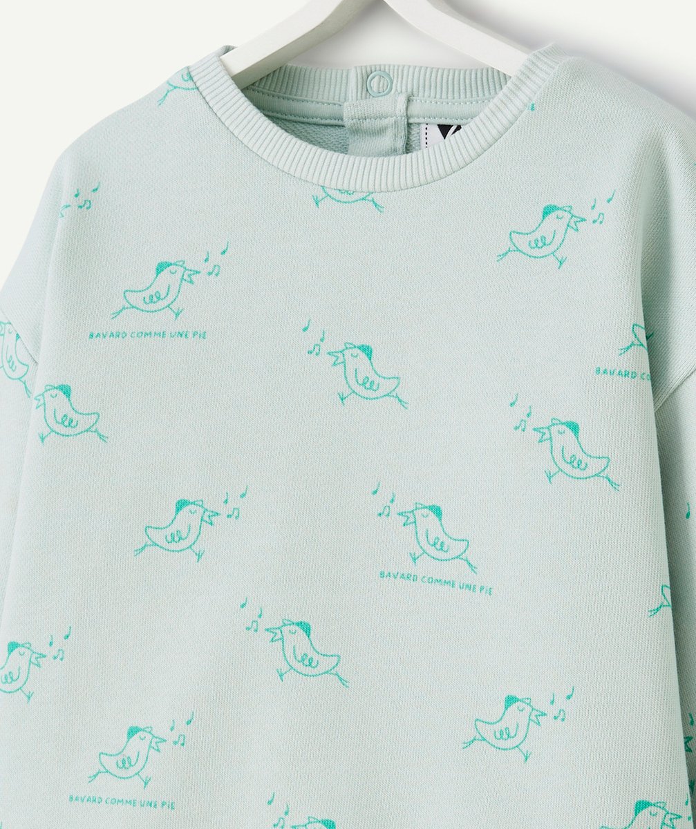 SWEAT MANCHES LONGUES BÉBÉ GARÇON 100% COTON IMPRIMÉ OISEAU
