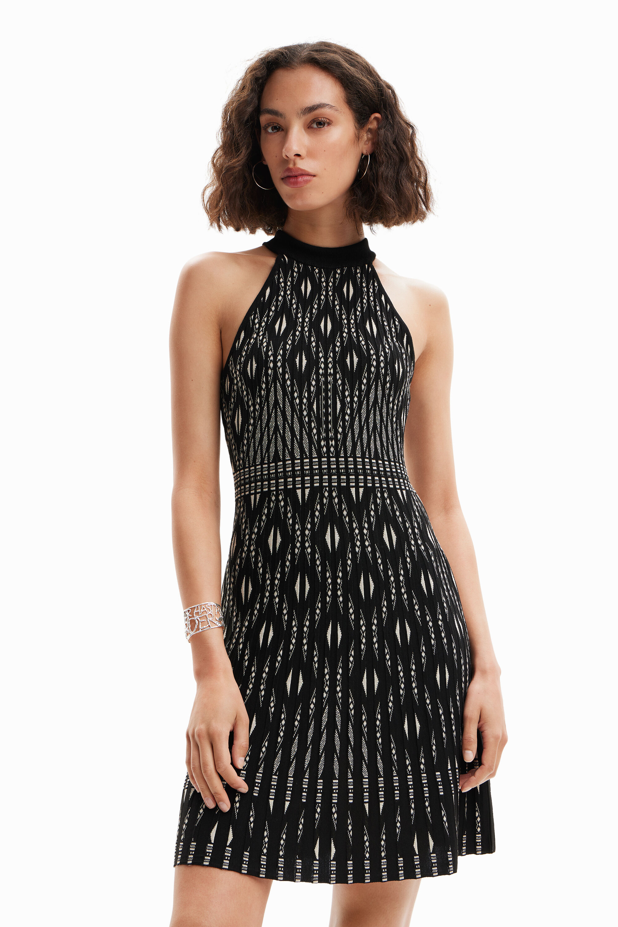 Robe courte maille géométrique