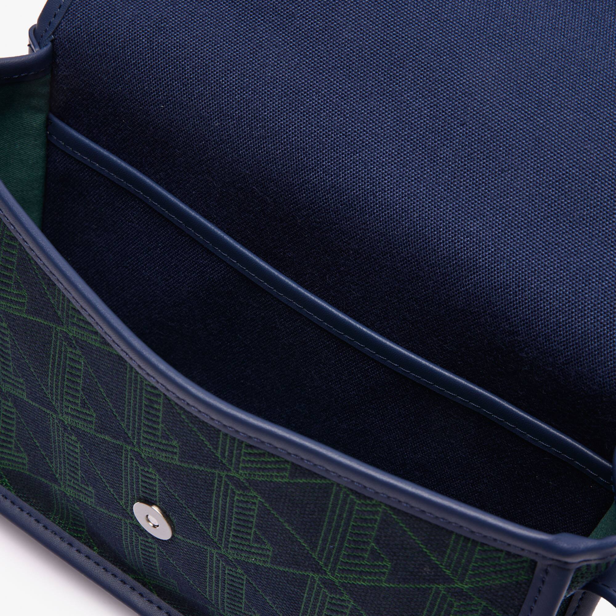 Schultertasche aus Jacquard mit Klappenverschluss und Monogramm Crossbody Taschen - Blau - Lacoste - Damen