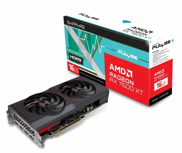 Sapphire Pulse Radeon RX 7600 XT 16GB - Grafikkort - Radeon RX 7600 XT - 16 GB GDDR6 - PCIe 4.0 x8 - 2 x HDMI, 2 x DisplayPort