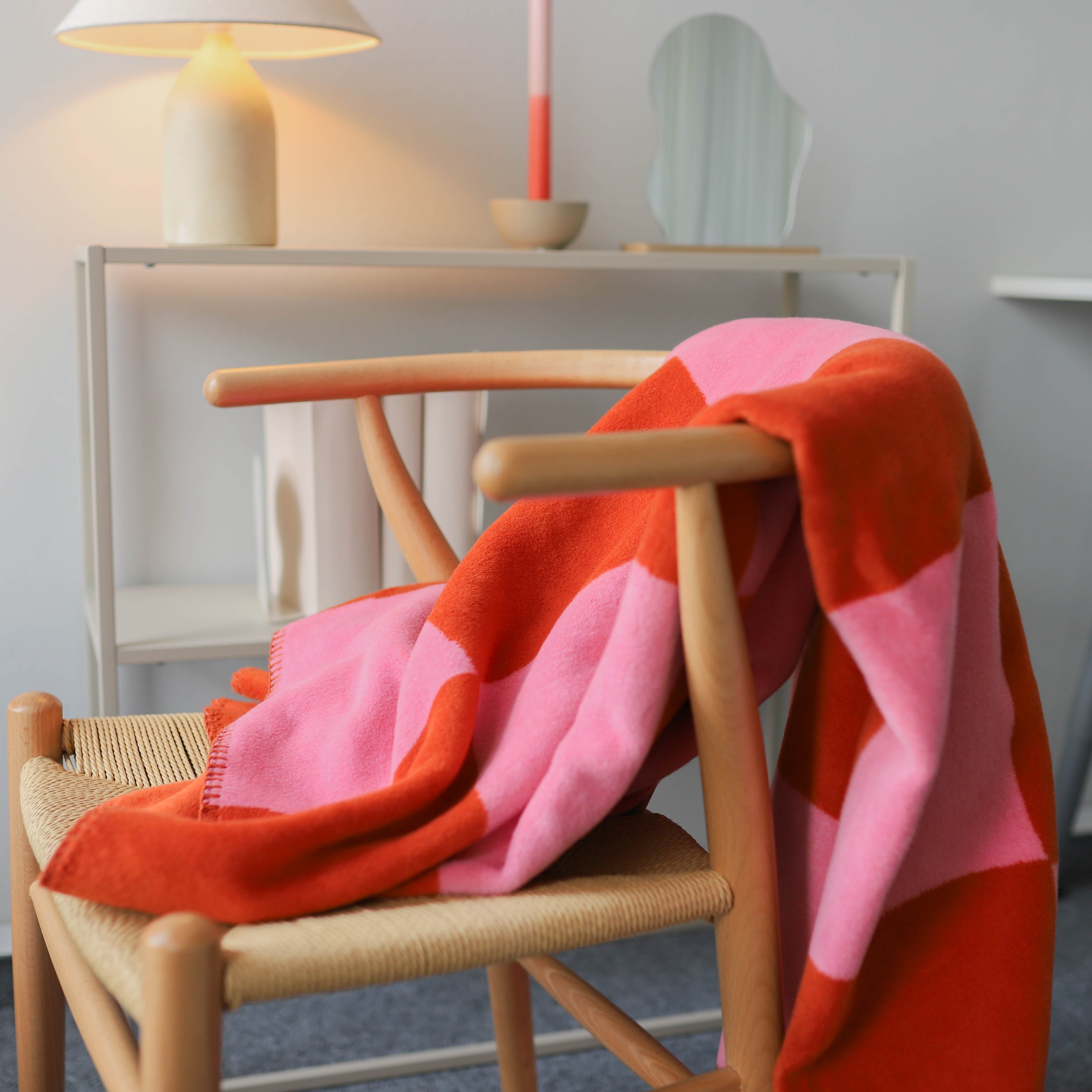 Kuscheldecke, orange-pink, kariert - 150 x 200 cm