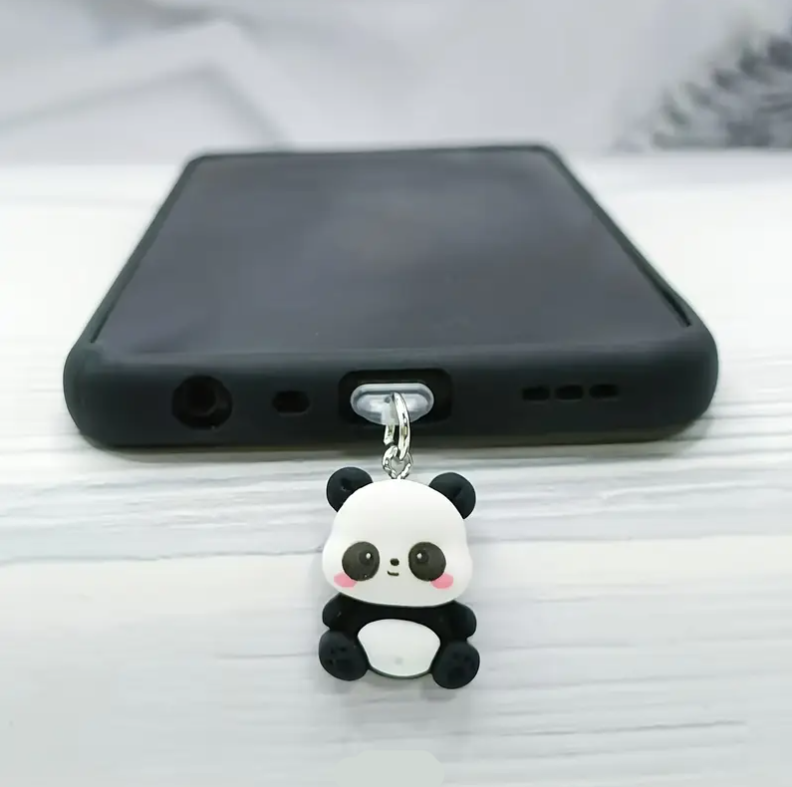 (2er Set) Lightning Anhänger Anti Staub Acryl Schutzstecker Anschlusskappen für Smartphones - Panda