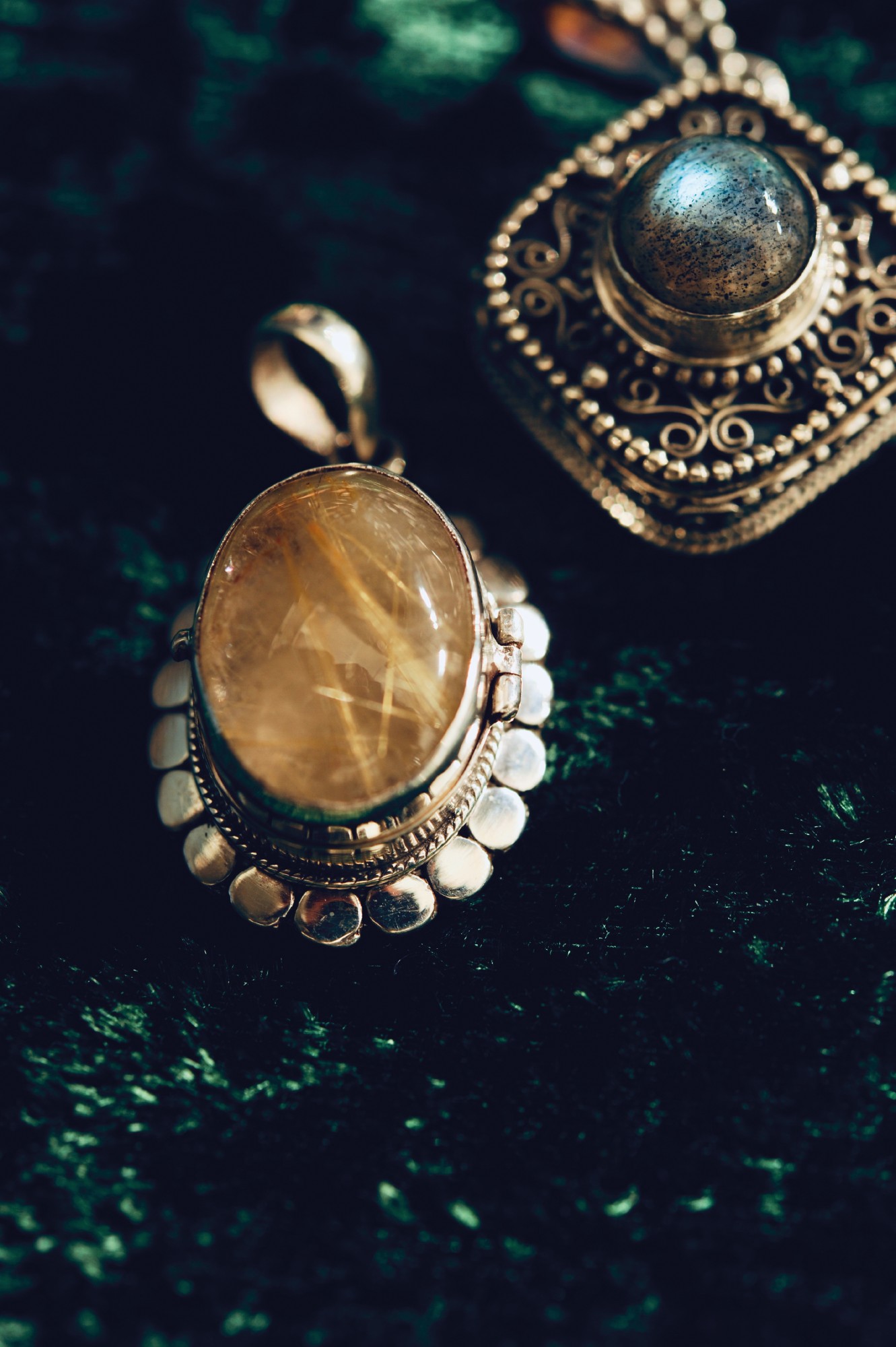 Medaillon 925 Silber Rutilquartz oval, aufklappbar günstig bestellen