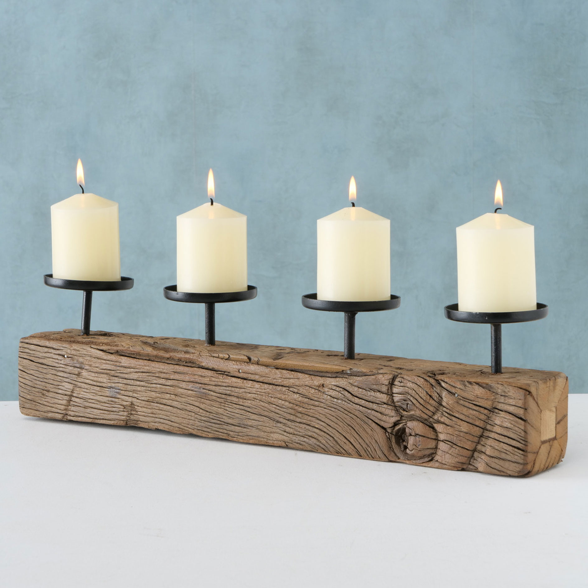 Kerzenleuchter - Holz - schwarz - 50 cm Länge