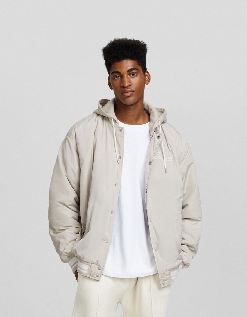 Jaqueta bomber puffer com capuz