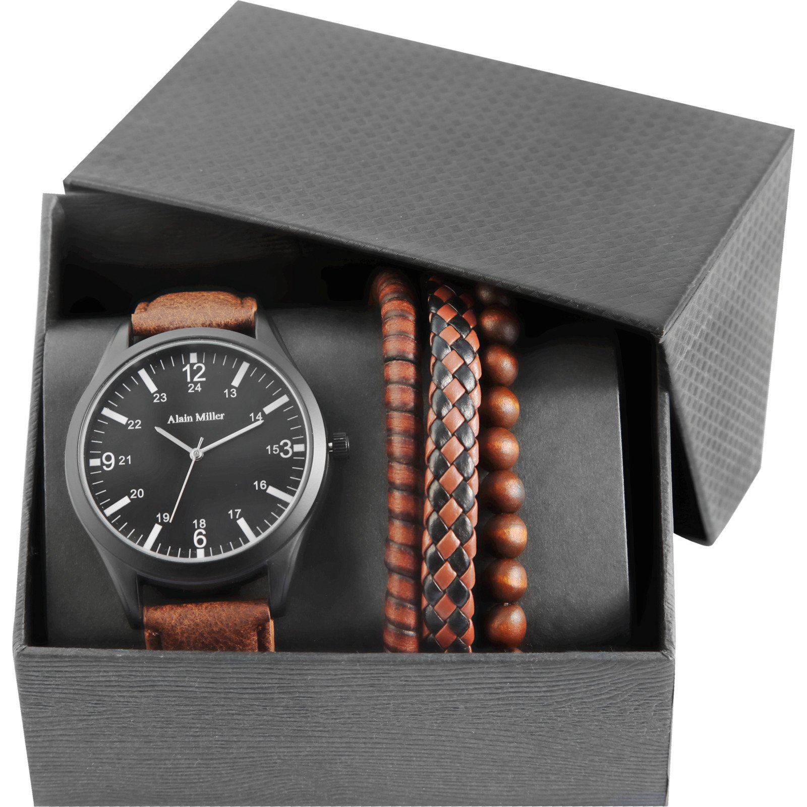 Alain Miller Herrenuhr mit Armbänder schwarz/braun