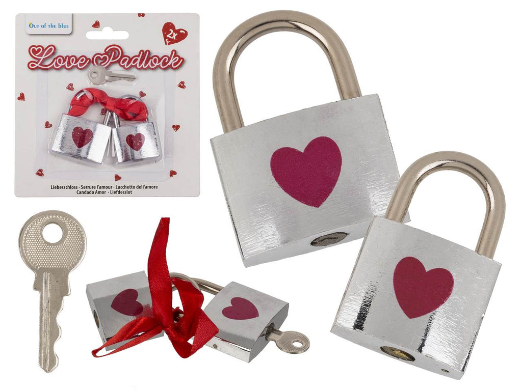 Cadeado Amor Prateado Coração Vermelho