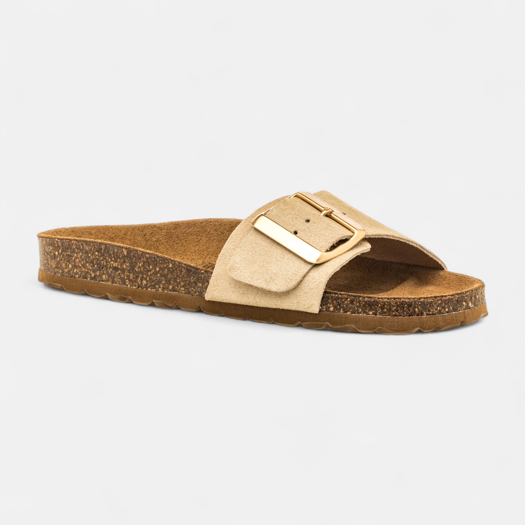Mules semelle liège Femme en cuir beige