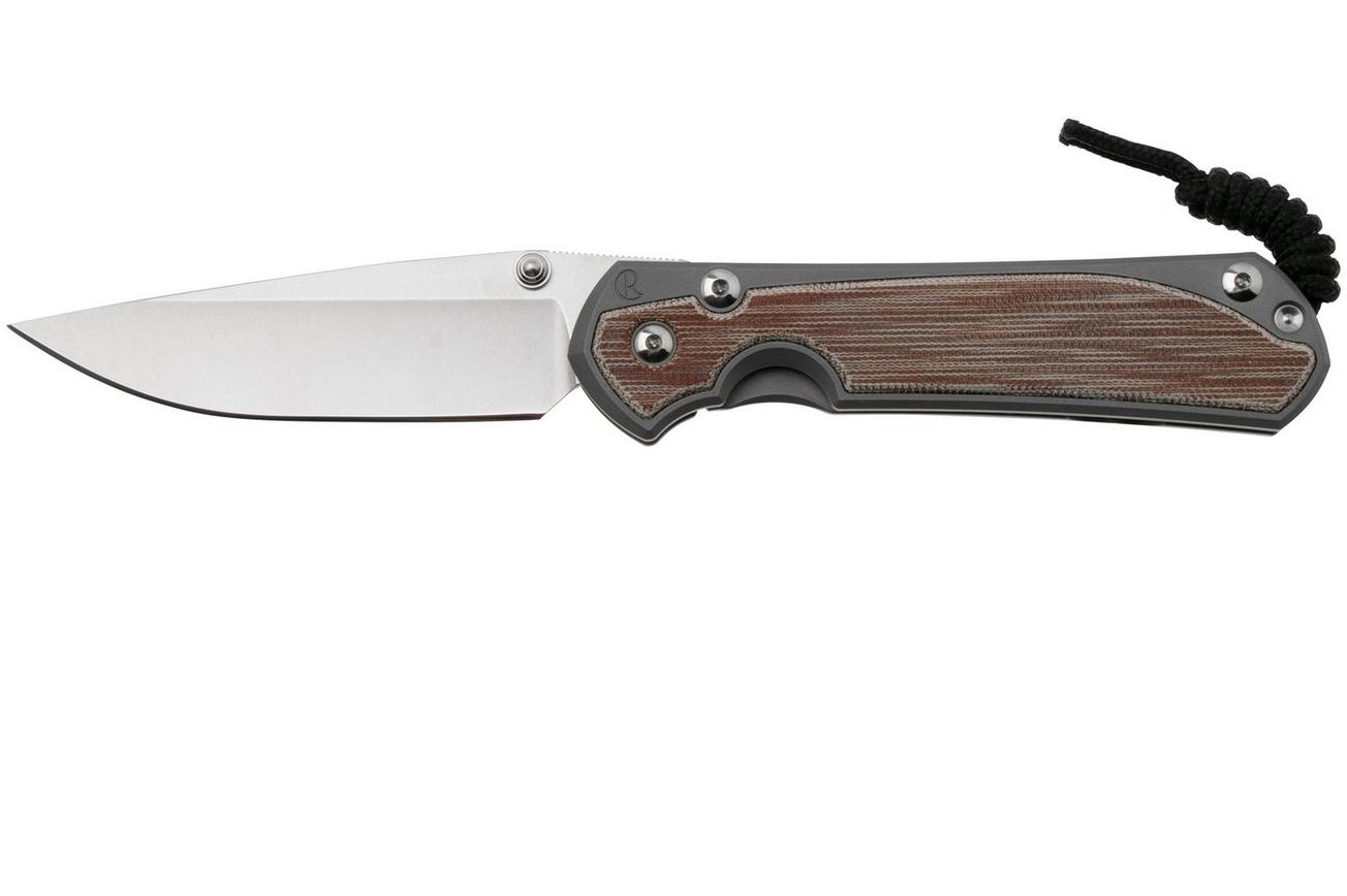 Chris Reeve Large Sebenza 31, L31-1660, Stonewashed CPM MagnaCut, Glass Blasted Titanium, Micarta Canvas Inlay, zakmes
