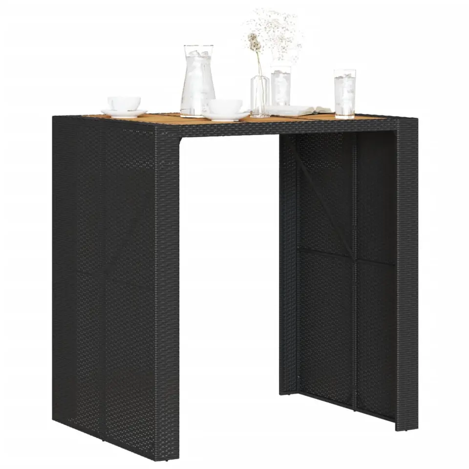 vidaXL - Tuinbartafel - Zwart - Poly rattan - 105 x 80 x 110 cm