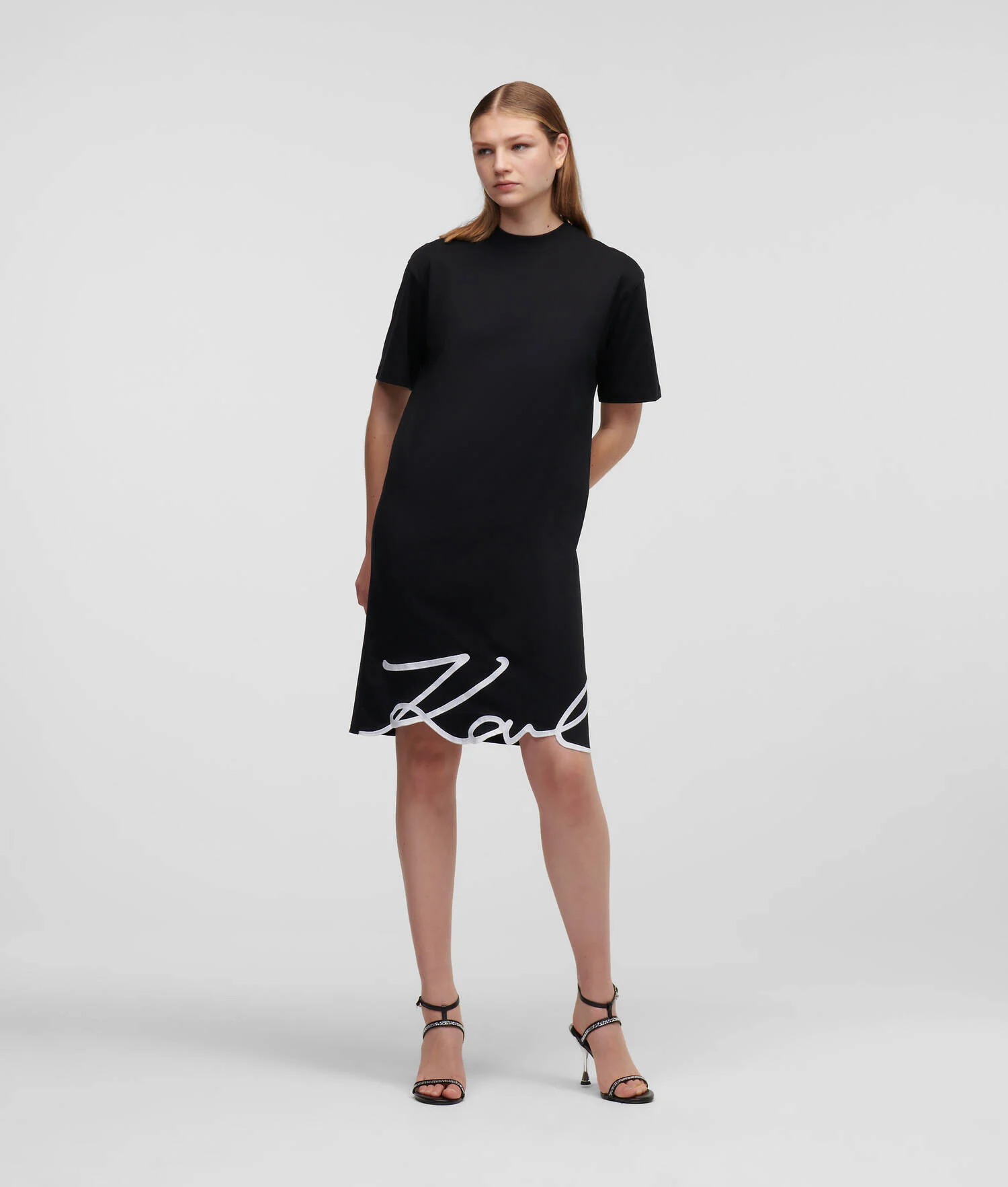 ROBE T-SHIRT À OURLET KARL SIGNATURE - Noir