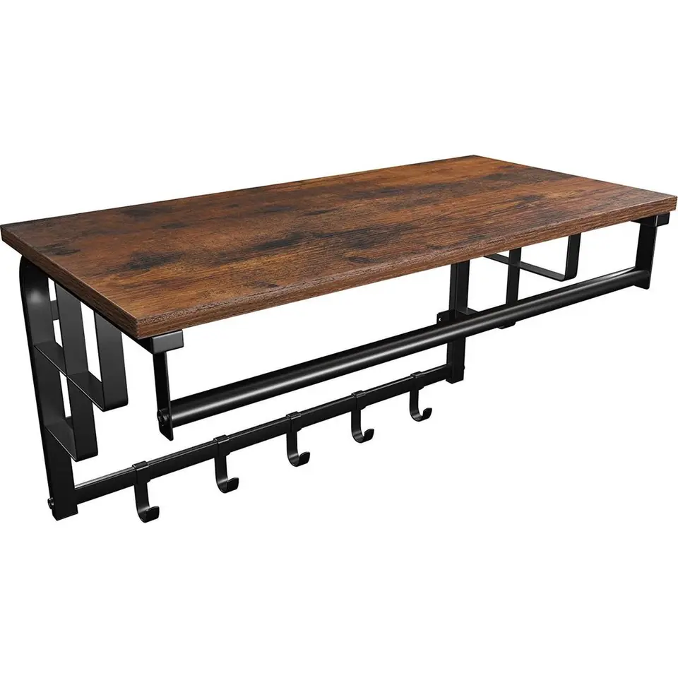 O'DADDY Wandkapstok met 5 Haken - 66x30x27 cm - Hangend - Bruin