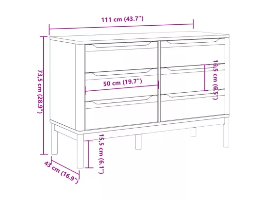 Commode FLORO blanc bois de pin massif