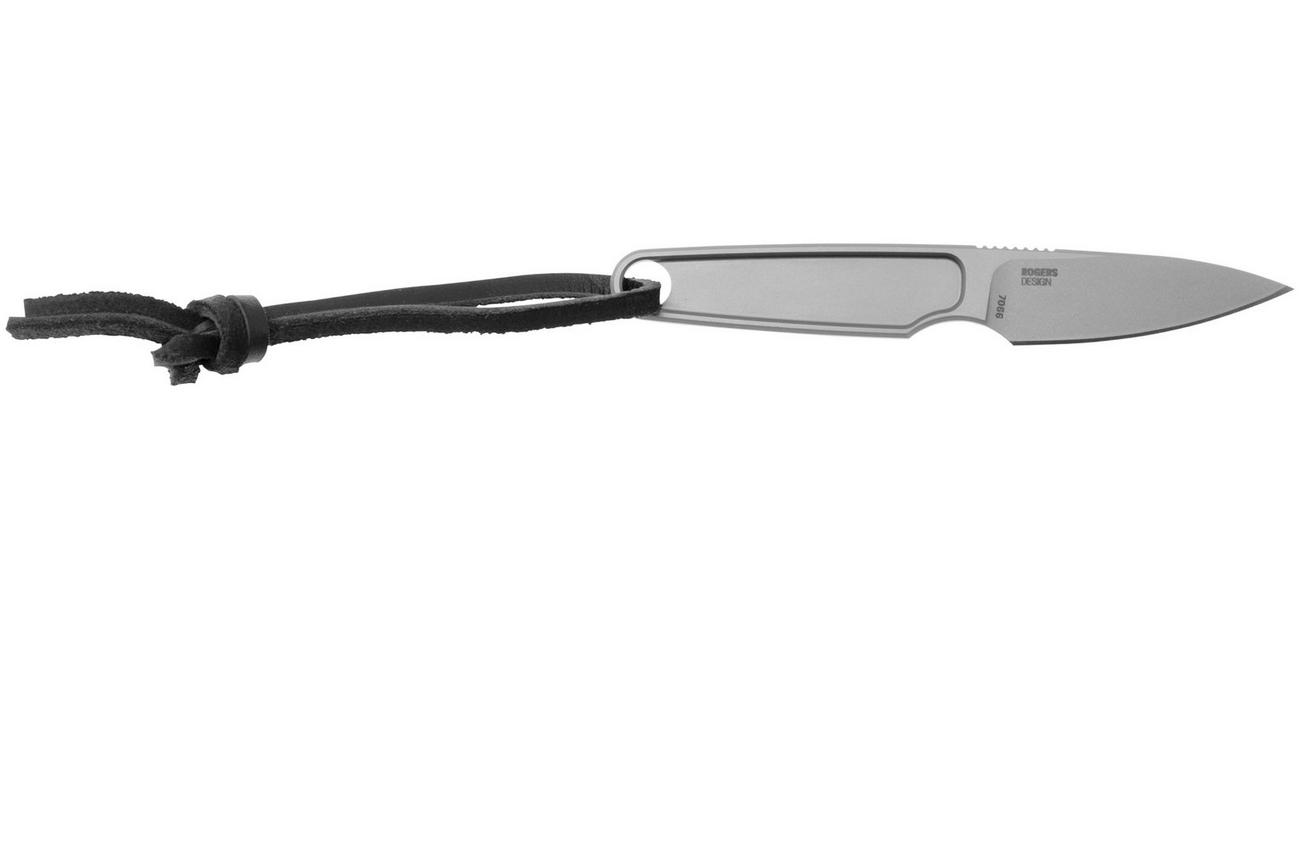 CRKT HangTi Drop Point 7066 Silver Titanium Nitride Titanium, nekmes, Richard Rogers design